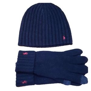 Polo Knit cap and gloves set
